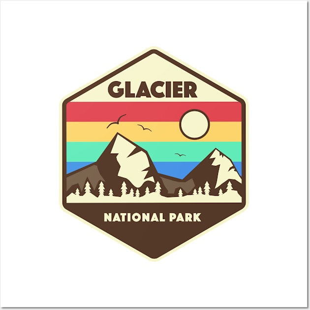 Glacier National Park Retro Wall Art by roamfree